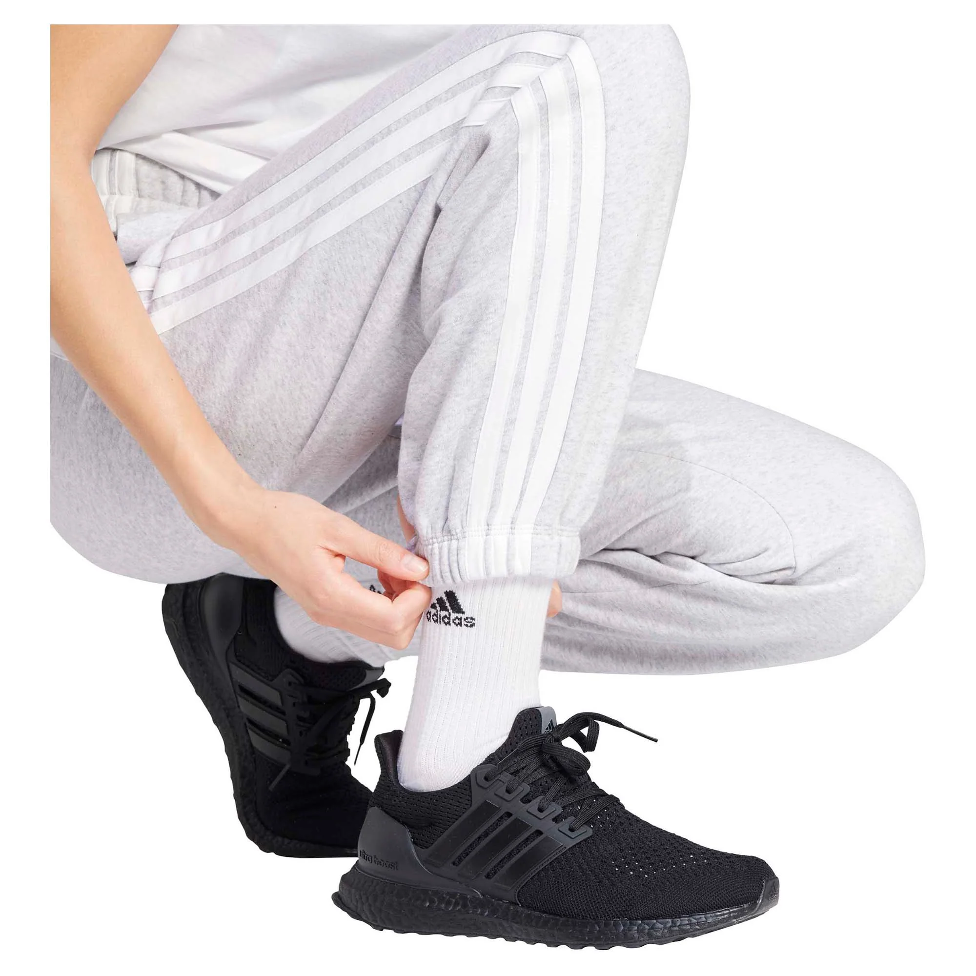 Women's Essentials 3-Stripes Fleece Loose Pants - Image 4