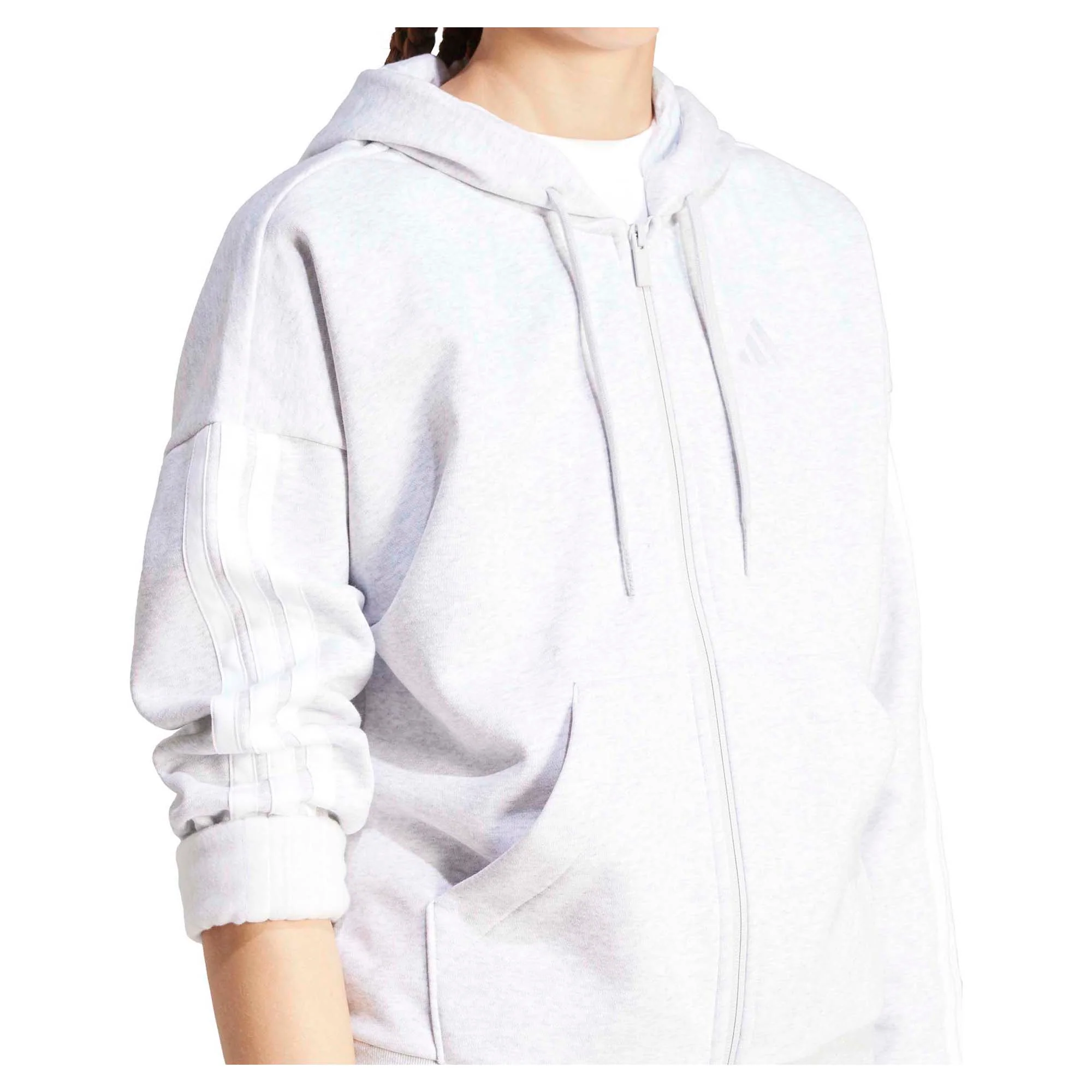 Women's Essentials 3-Stripes Full-Zip Fleece Hoodie - Image 4