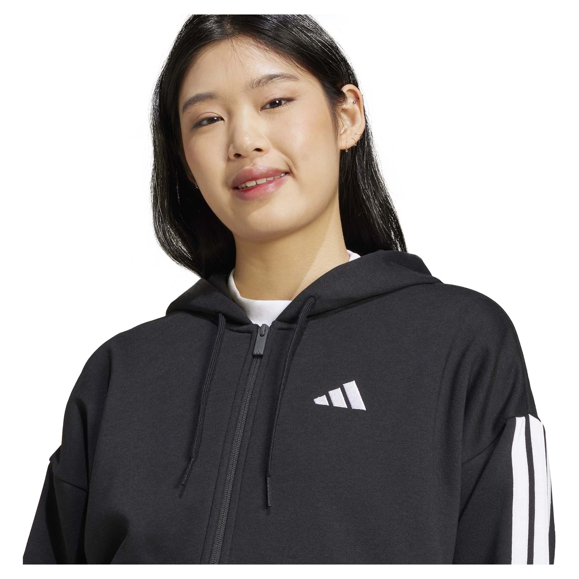 Women's Essentials 3-Stripes Full-Zip Fleece Hoodie - Image 4