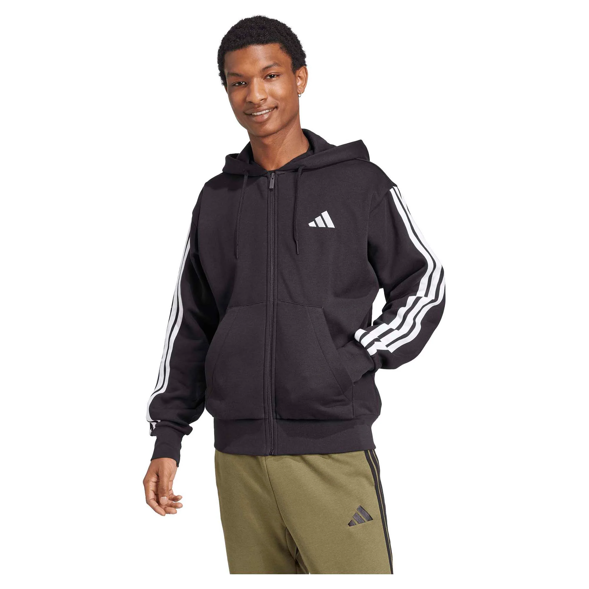 Men's Essentials Three Stripes Fleece Hooded Jacket