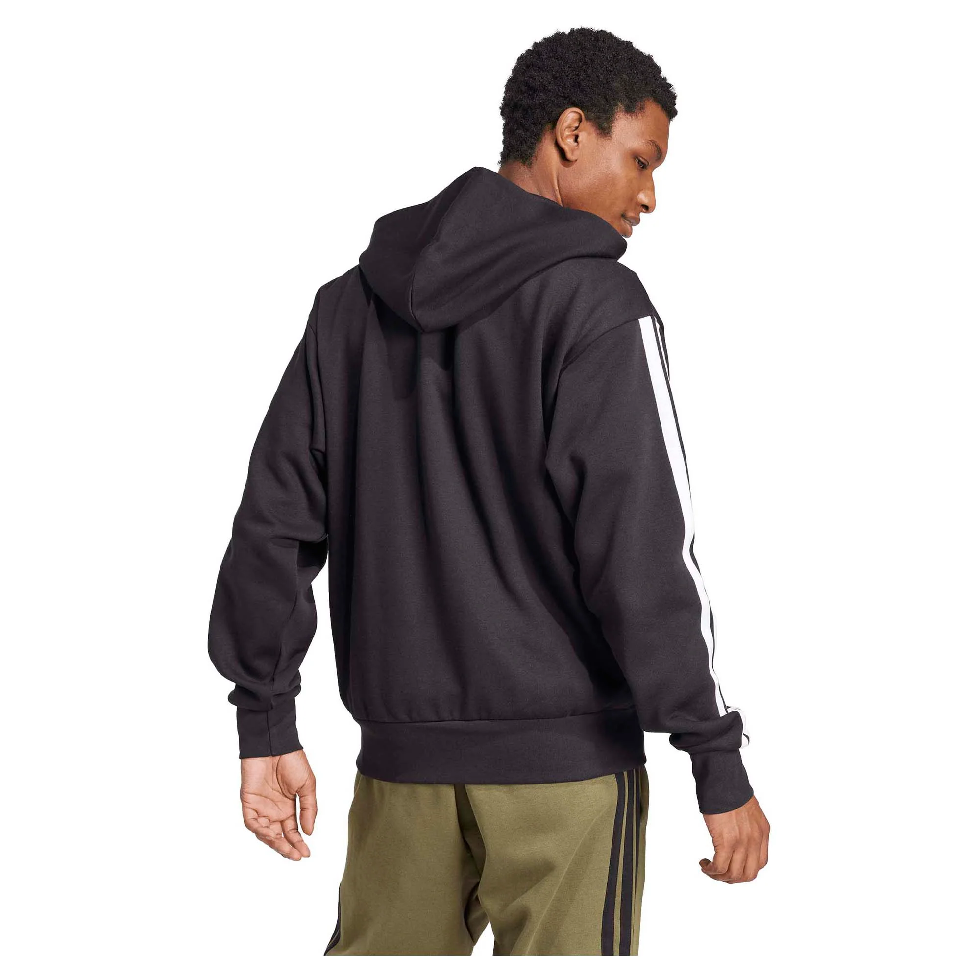Men's Essentials Three Stripes Fleece Hooded Jacket - Image 2