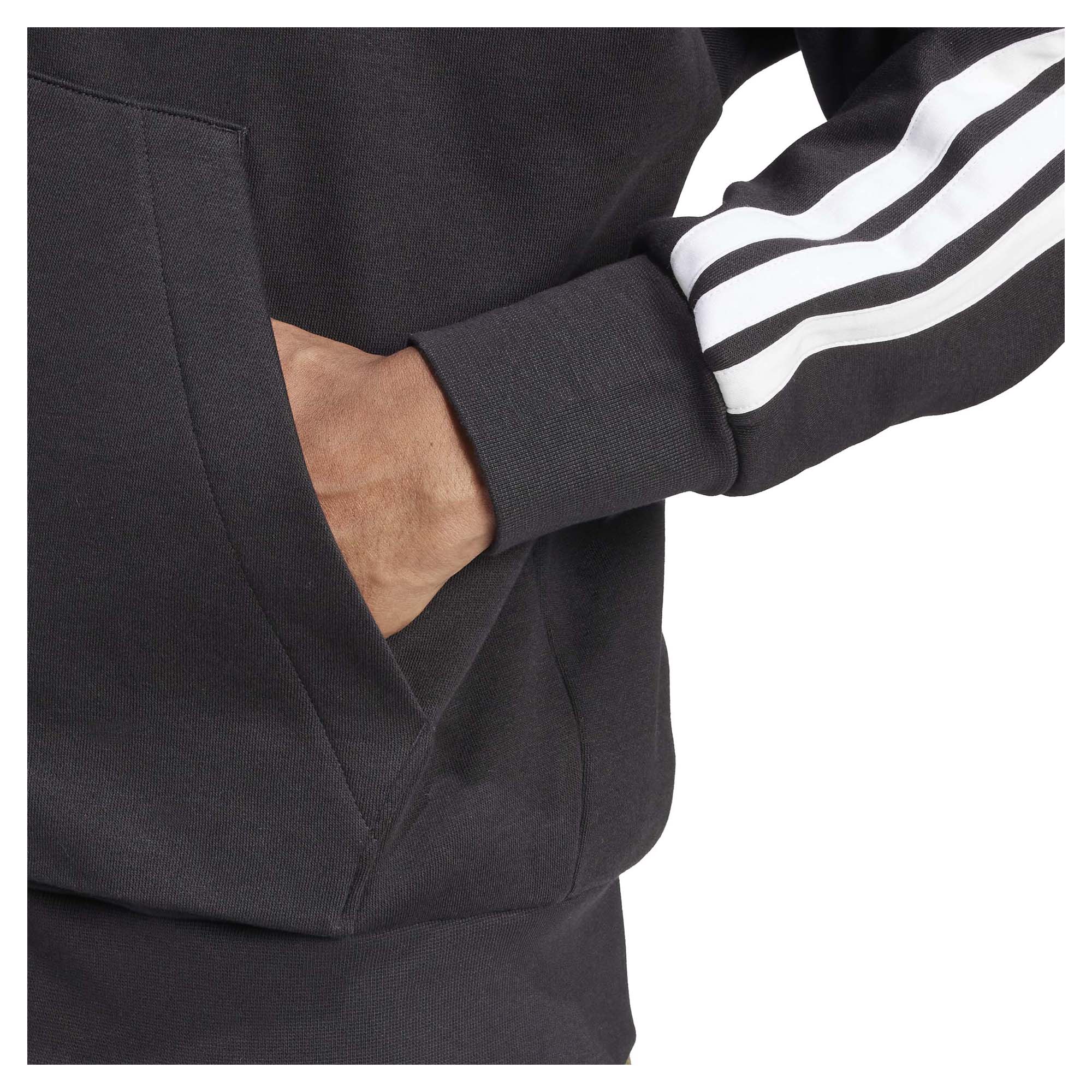 Men's Essentials Three Stripes Fleece Hooded Jacket - Image 5