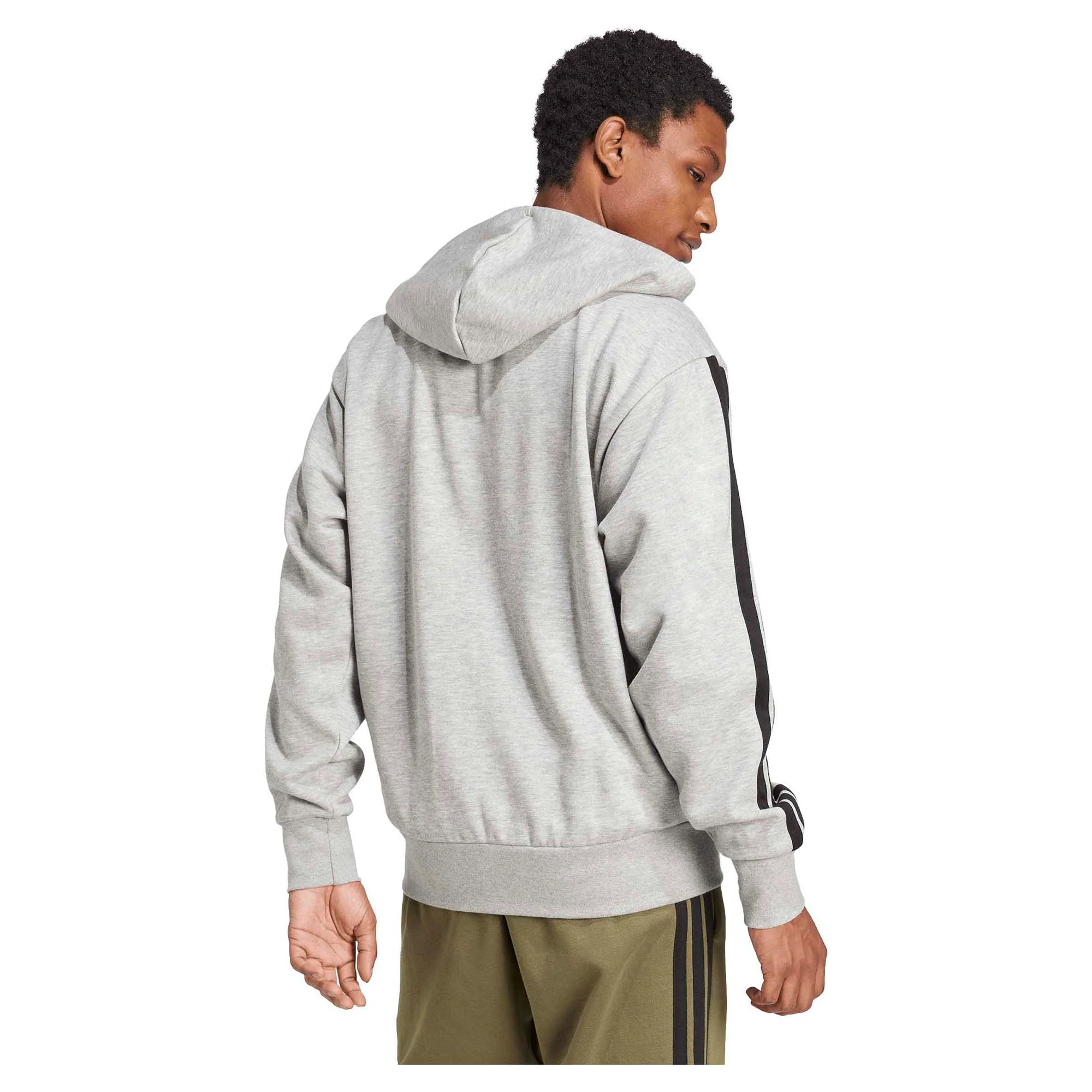 Men's Essentials Three Stripes Fleece Hooded Jacket - Image 2