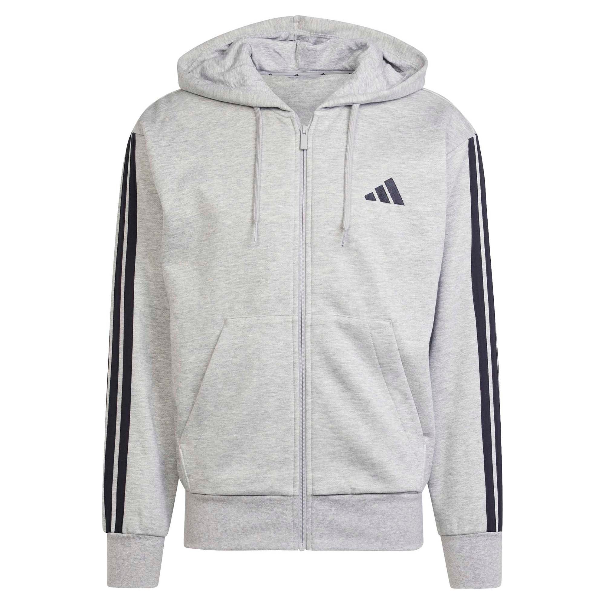 Men's Essentials Three Stripes Fleece Hooded Jacket - Image 3