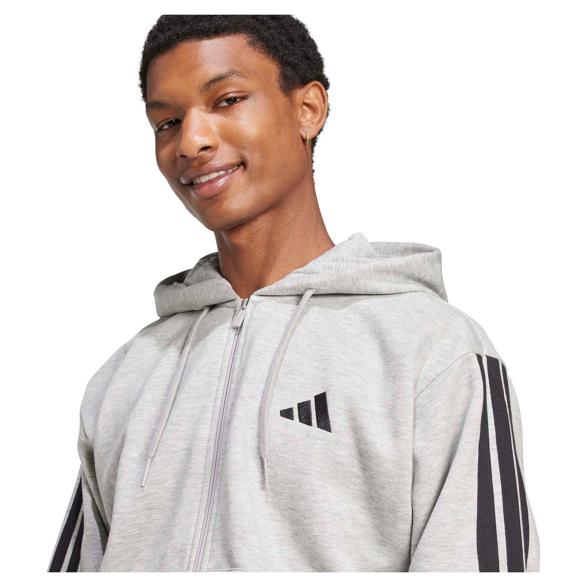Men's Essentials Three Stripes Fleece Hooded Jacket - Image 4