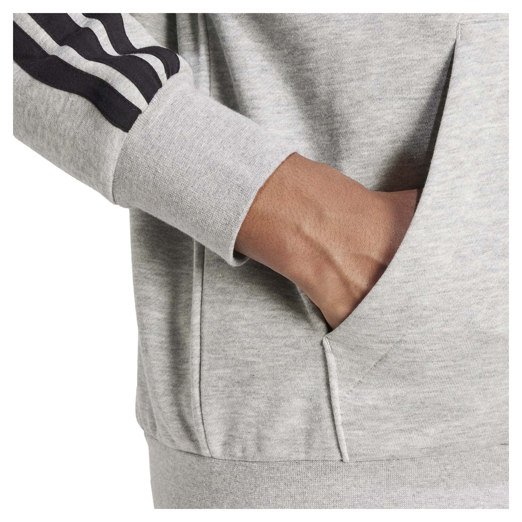 Men's Essentials Three Stripes Fleece Hooded Jacket - Image 5