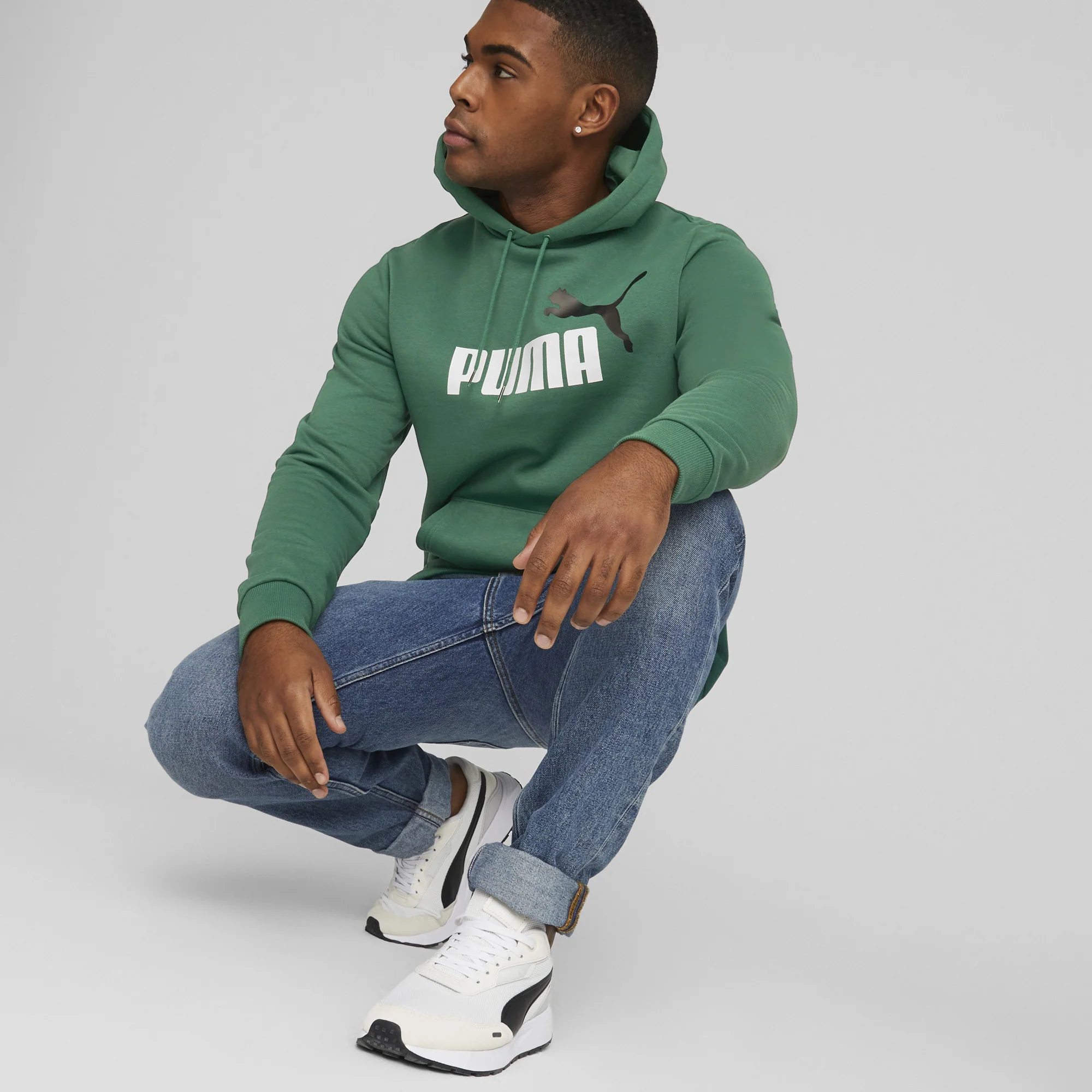 Men's Essentials+ 2 Coloured Big Logo Fleece Hoodie - Image 9