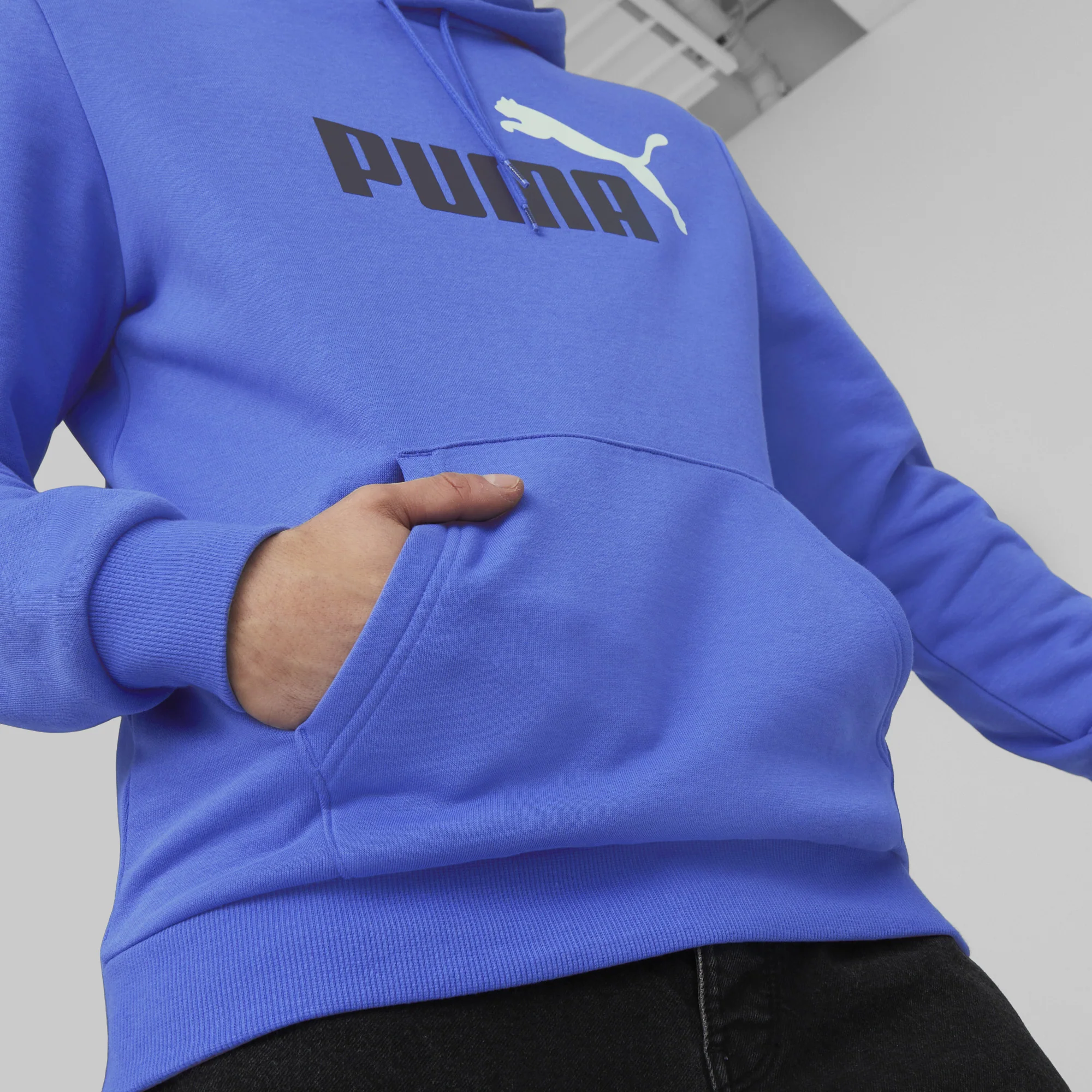 Men's Essentials+ 2 Coloured Big Logo Fleece Hoodie - Image 3