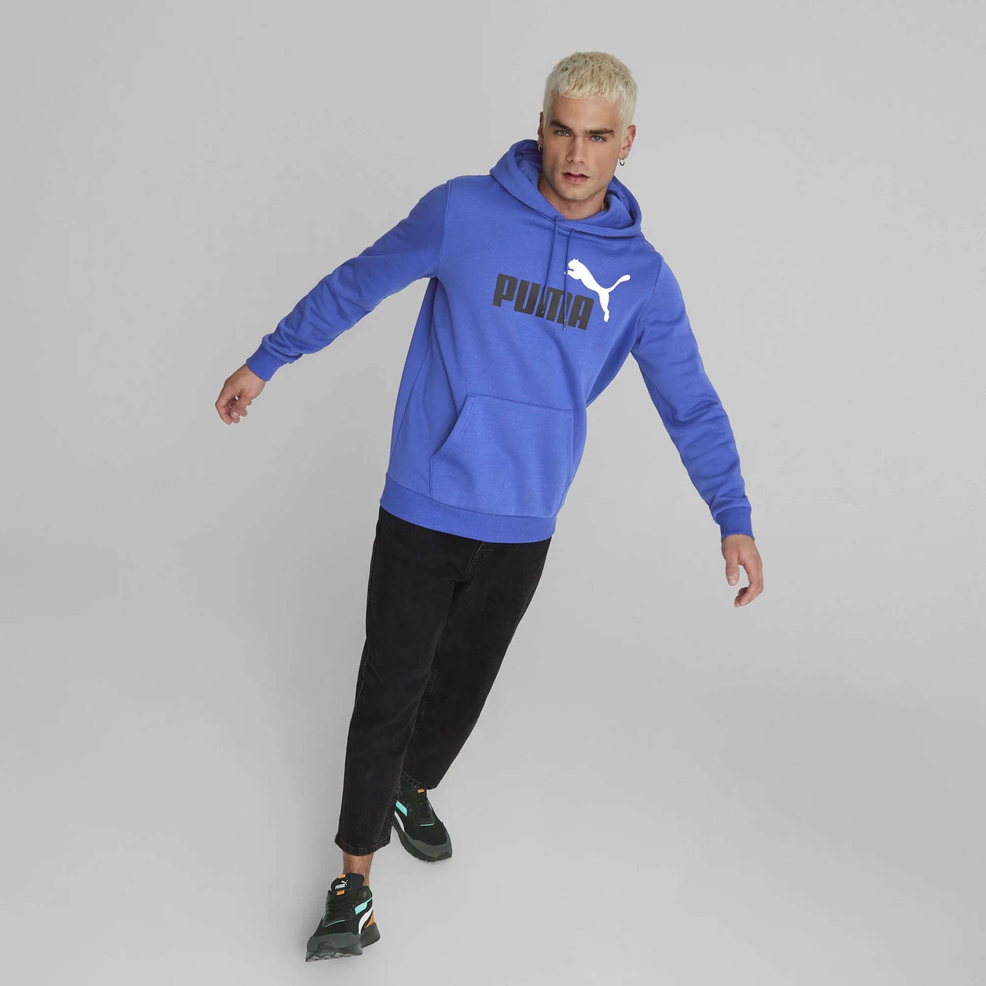 Men's Essentials+ 2 Coloured Big Logo Fleece Hoodie - Image 9