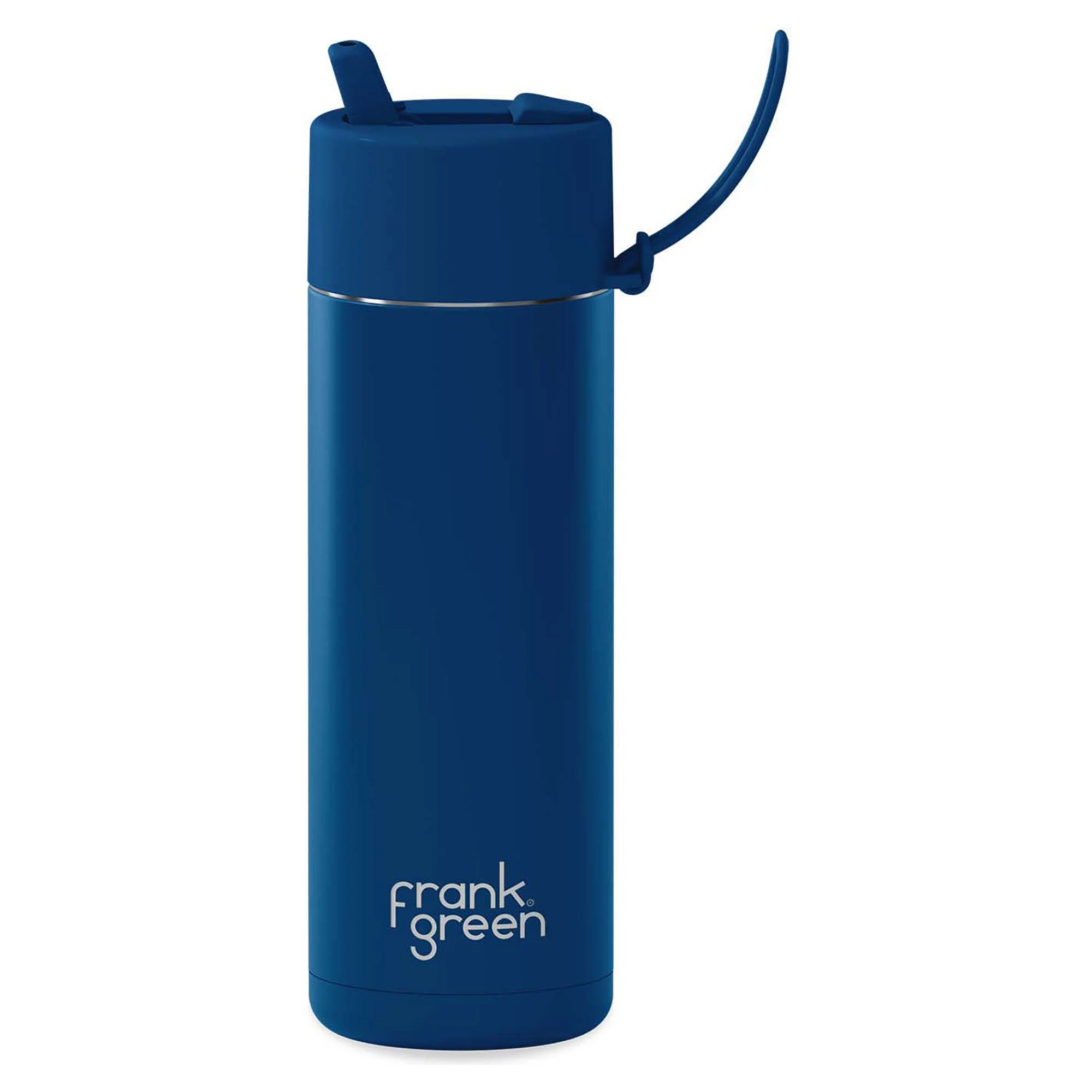 595ml 'Deep Ocean' Stainless Steel Ceramic Reusable Flip Straw Lid Water Bottle