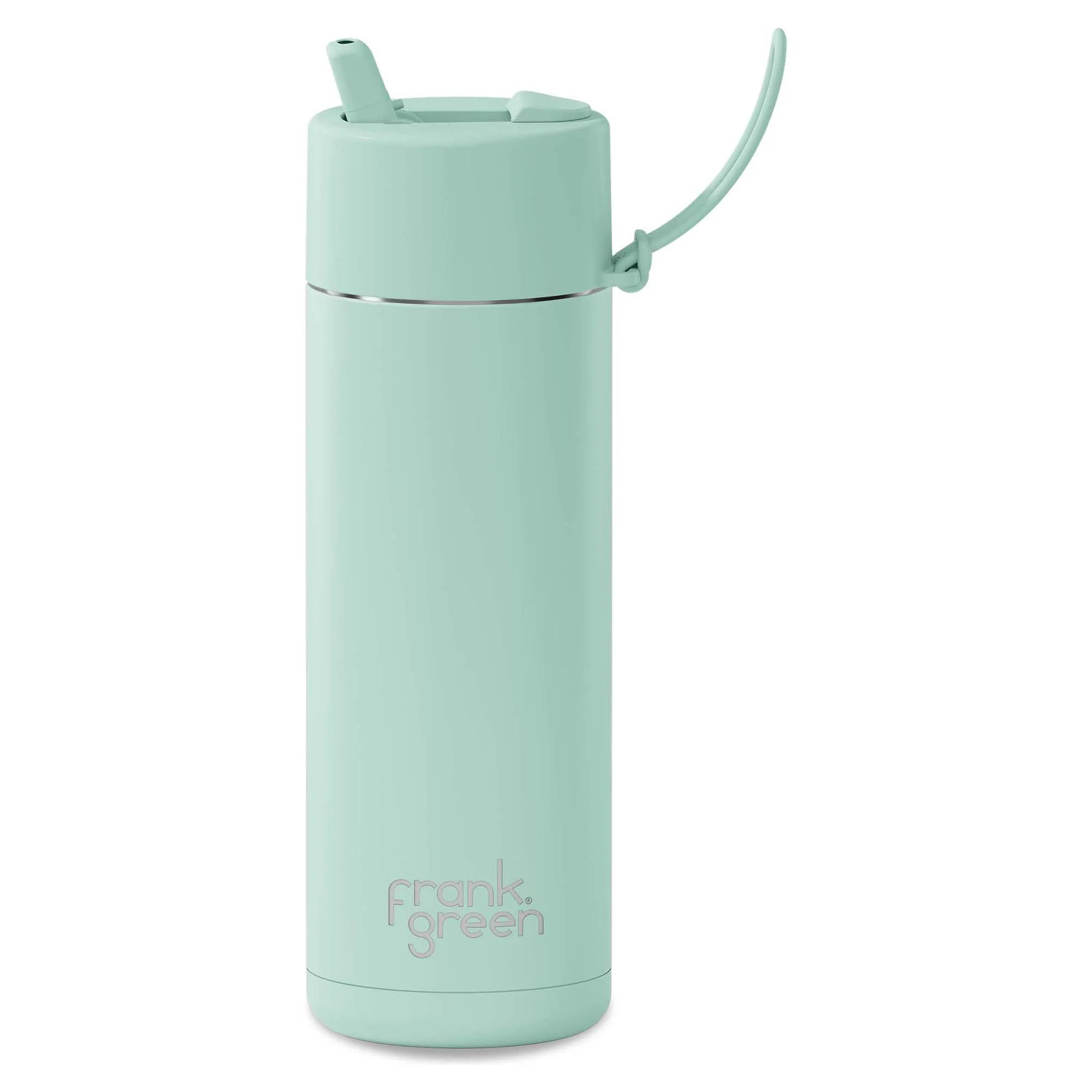 595ml 'Peppermint' Stainless Steel Ceramic Reusable Flip Straw Lid Water Bottle