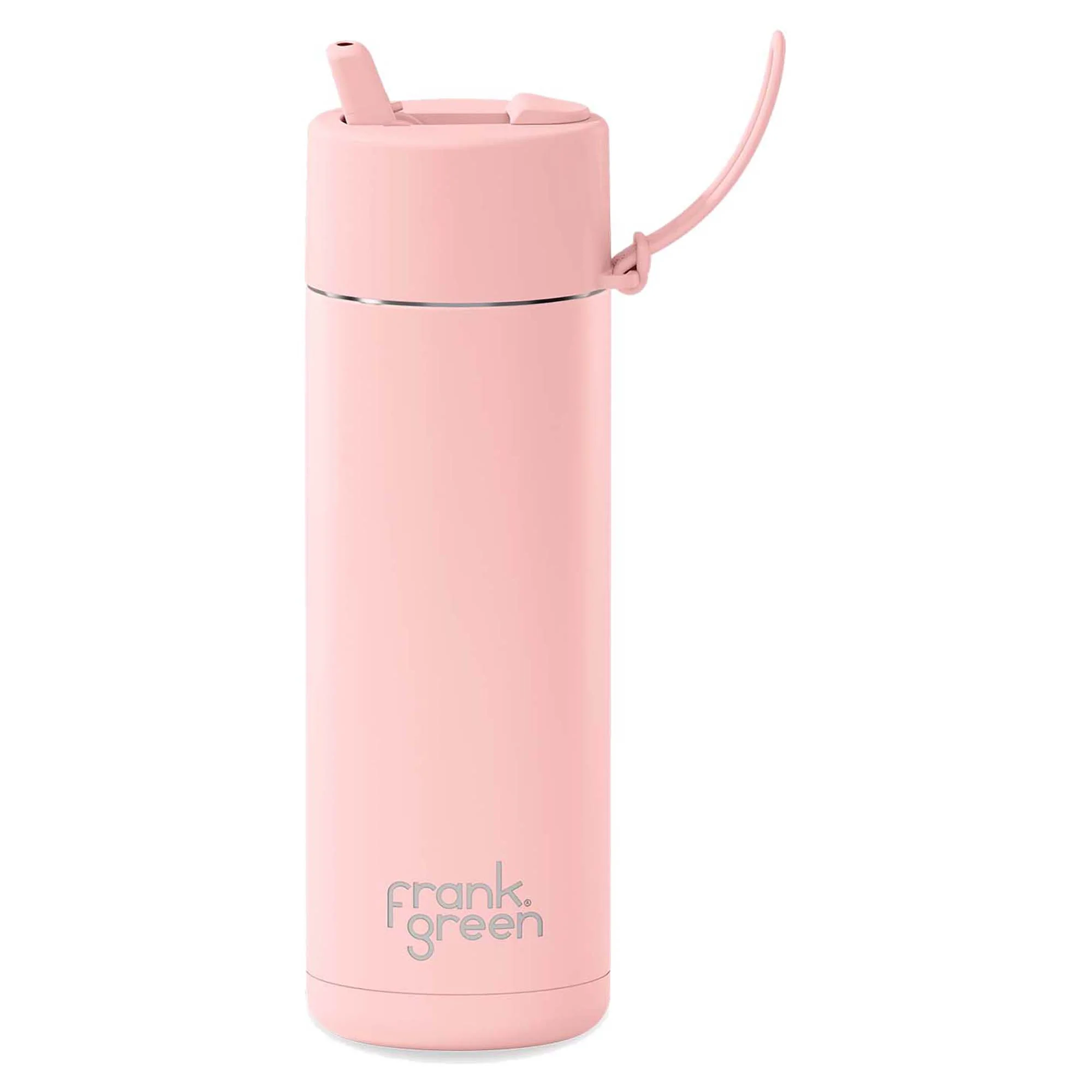 595ml 'Blushed' Stainless Steel Ceramic Reusable Flip Straw Lid Water Bottle