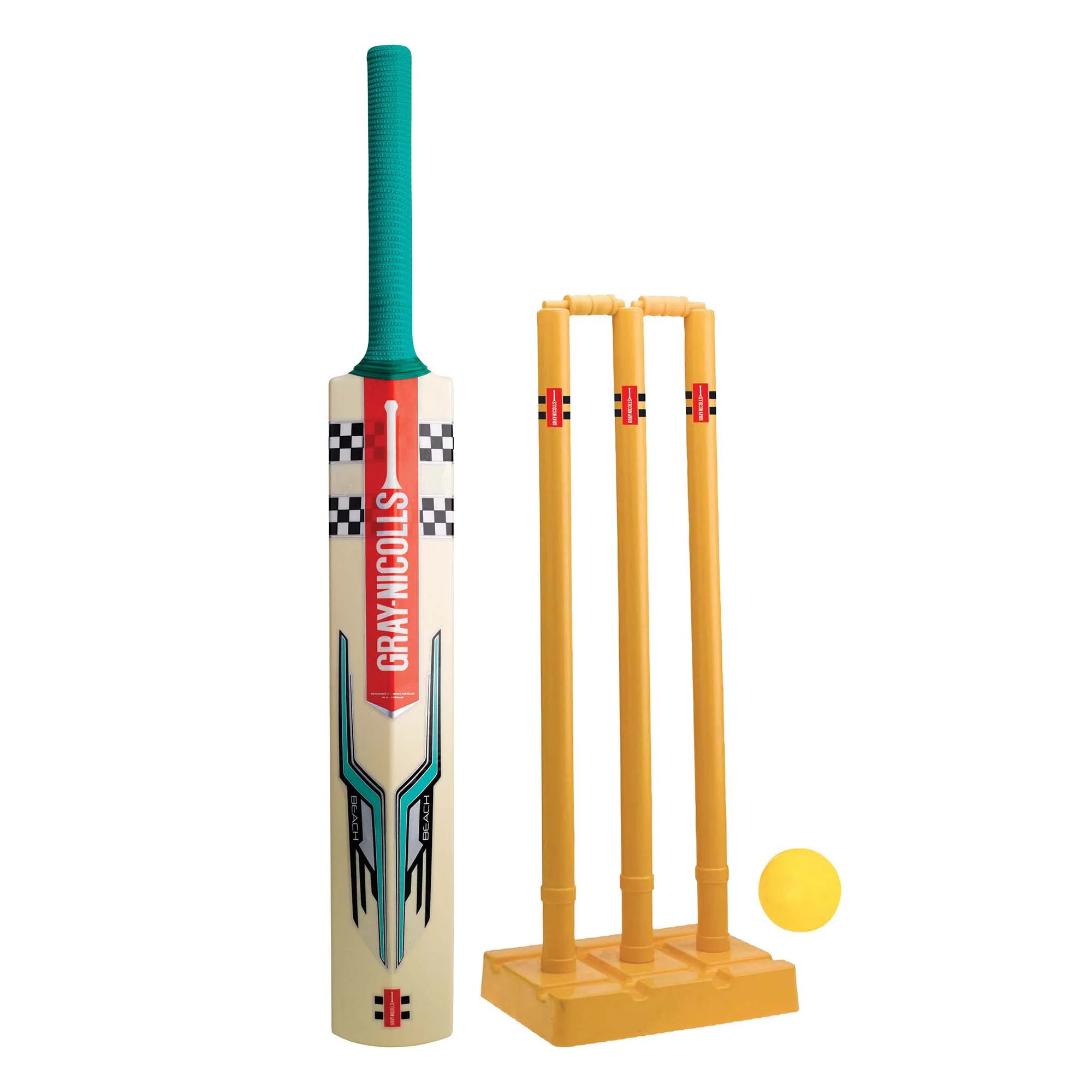 Plastic Bat, Ball, Stumps & Mesh Bag Cricket Set