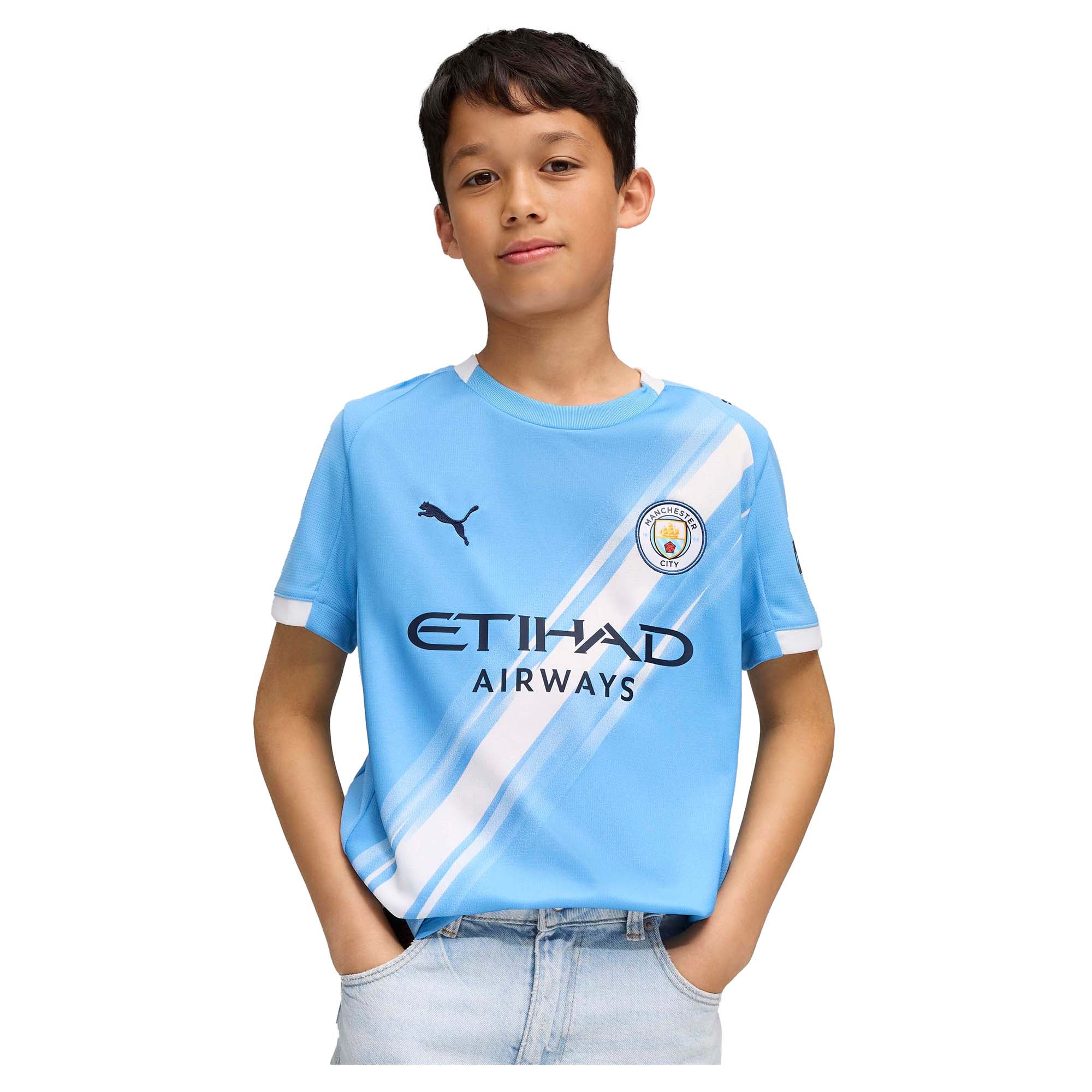 Junior's Manchester City FC 2025/26 Home Replica Soccer Jersey - Image 3