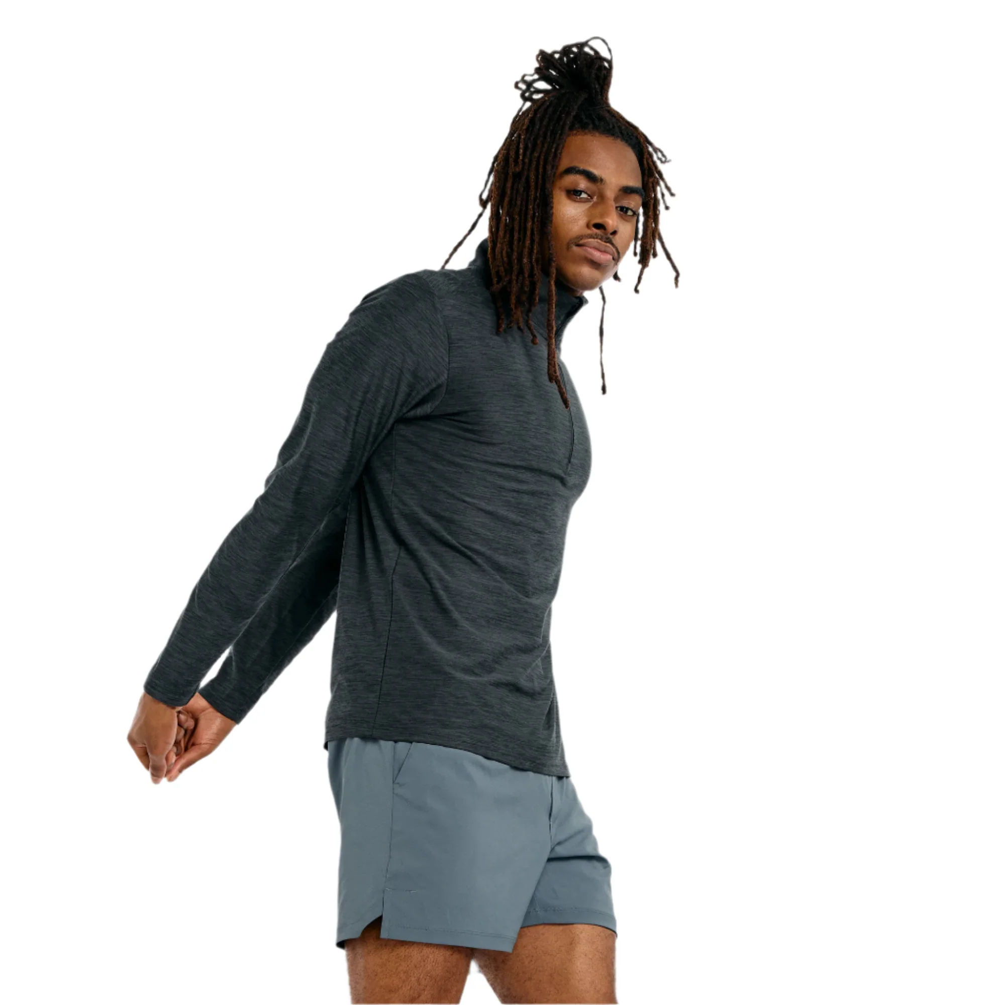 Men's Space Dye 1/4 Zip Long Sleeve Tee - Image 2