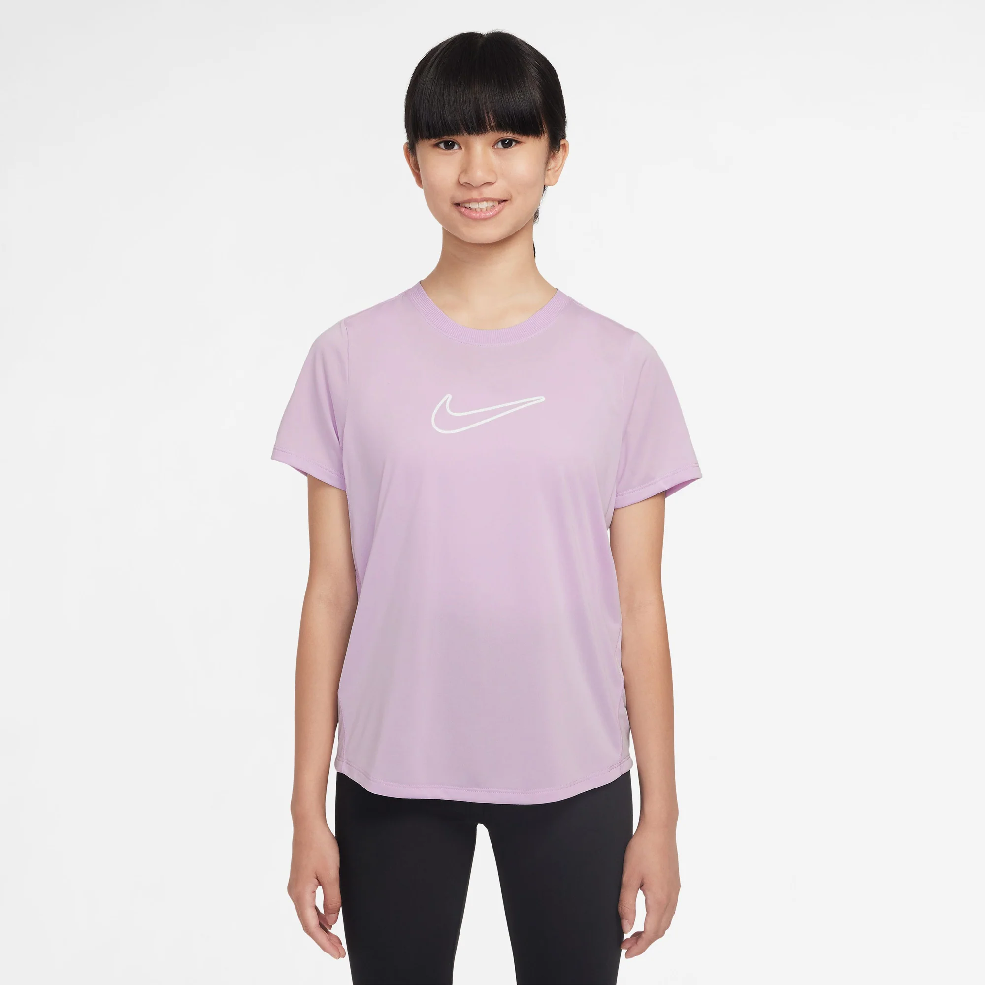 Nike One Fitted Big Kids Girls Dri-Fit Short Sleeve Top