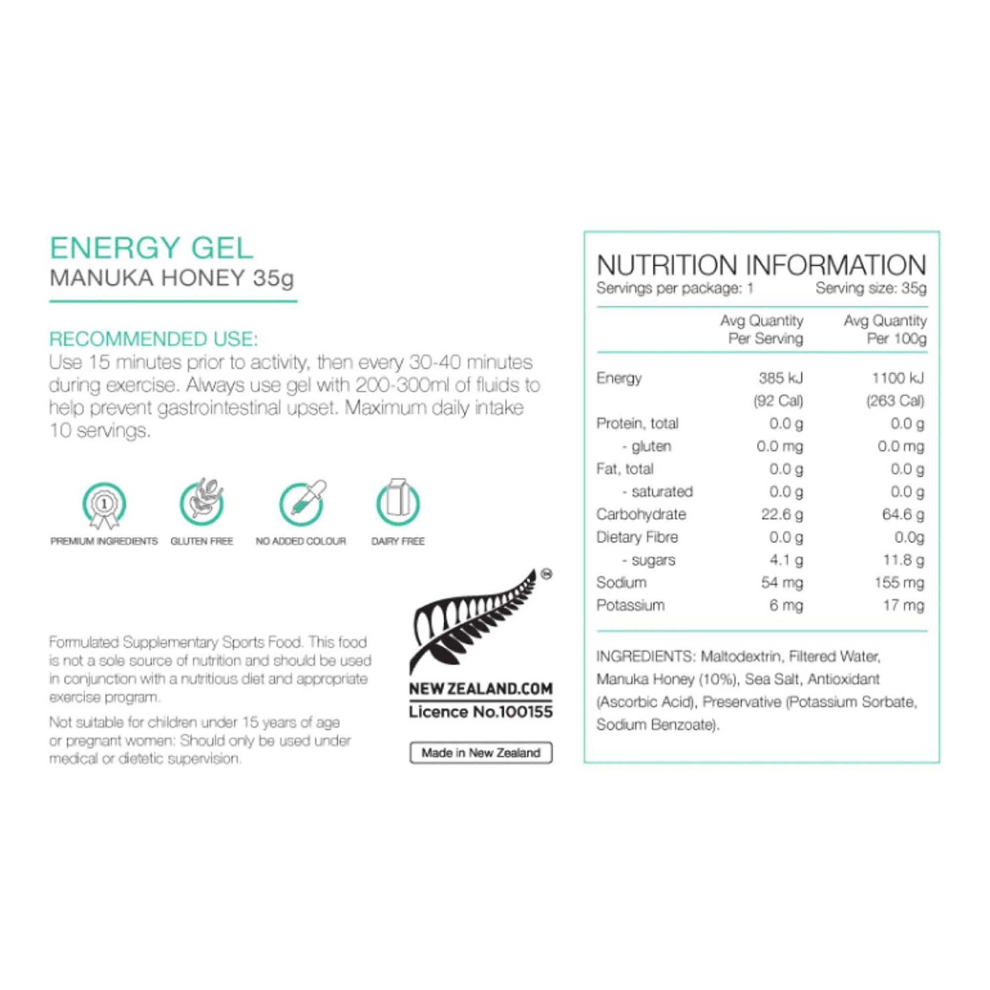 35g Manuka Honey Energy Gel - Image 3