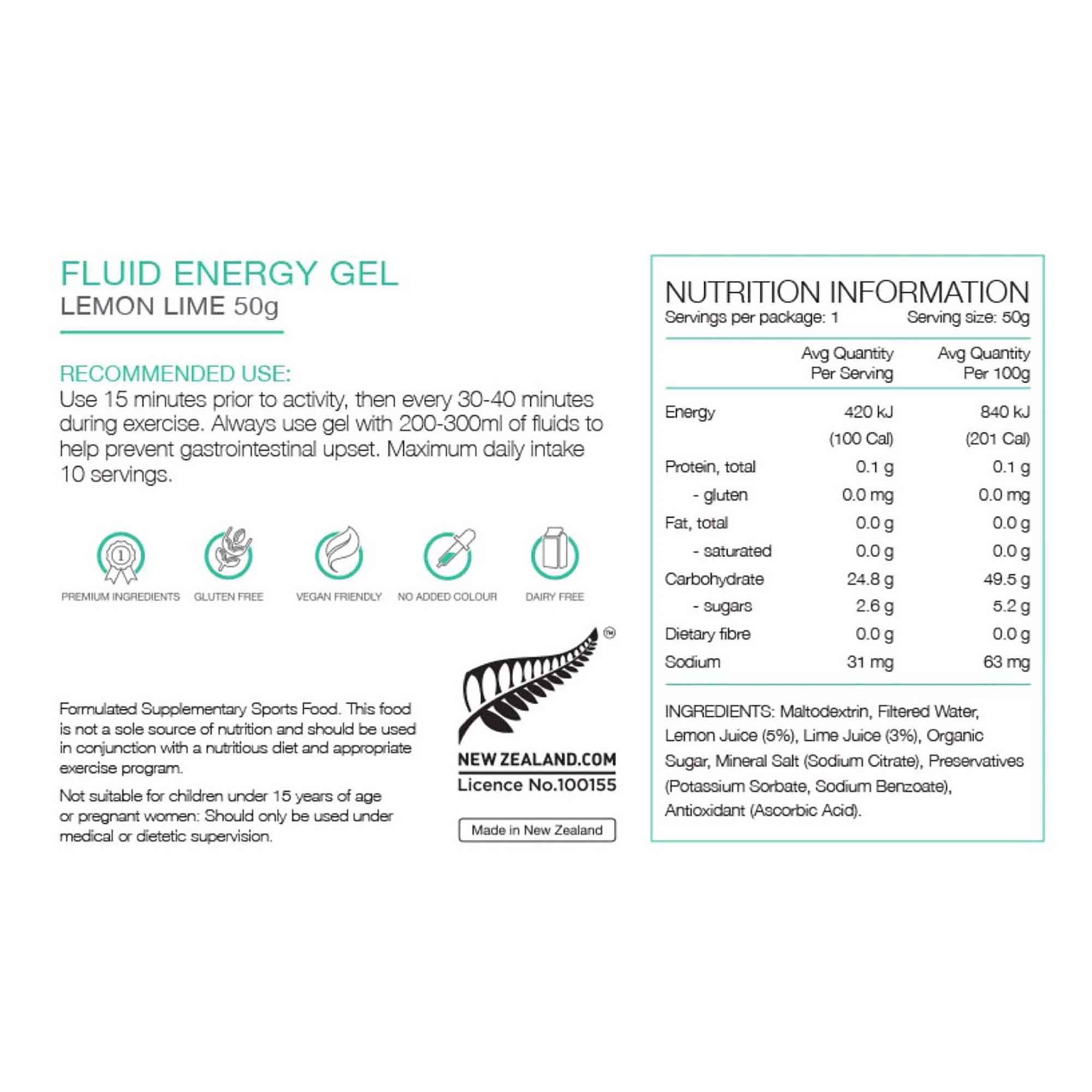 50g Lemon Lime Energy Gel - Image 3