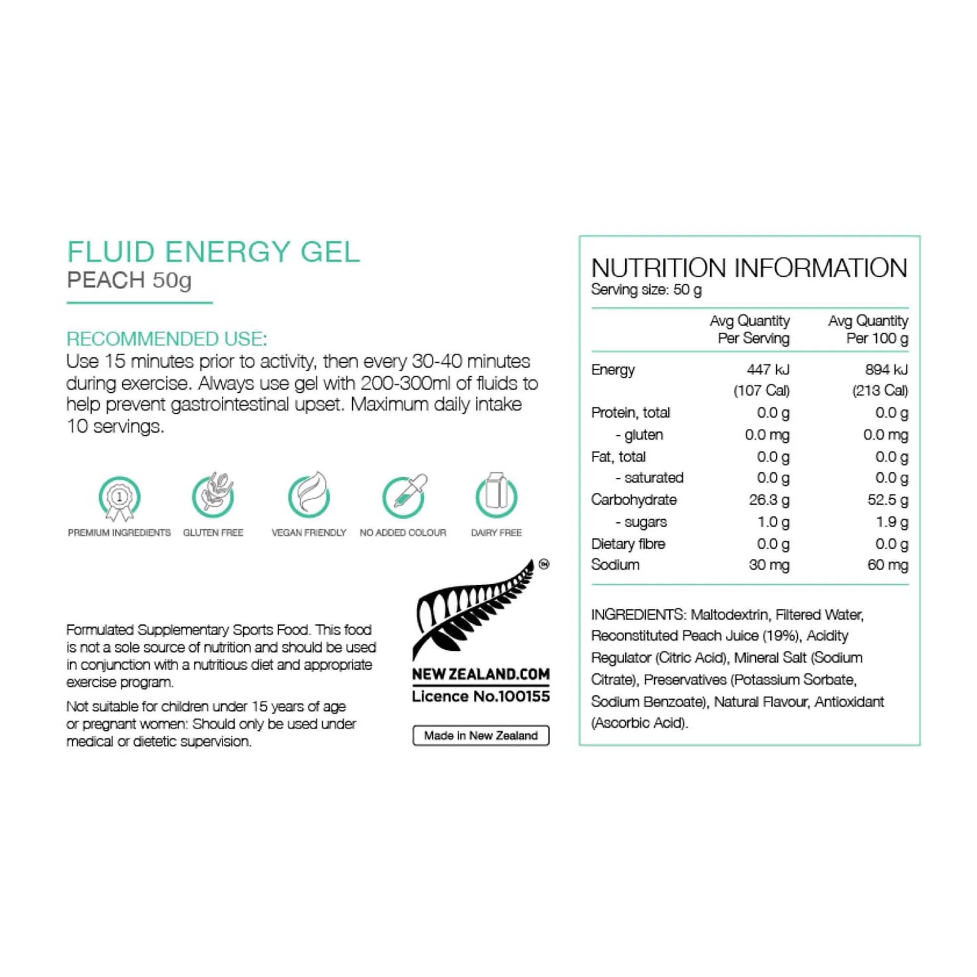 50g Peach Energy Gel - Image 3