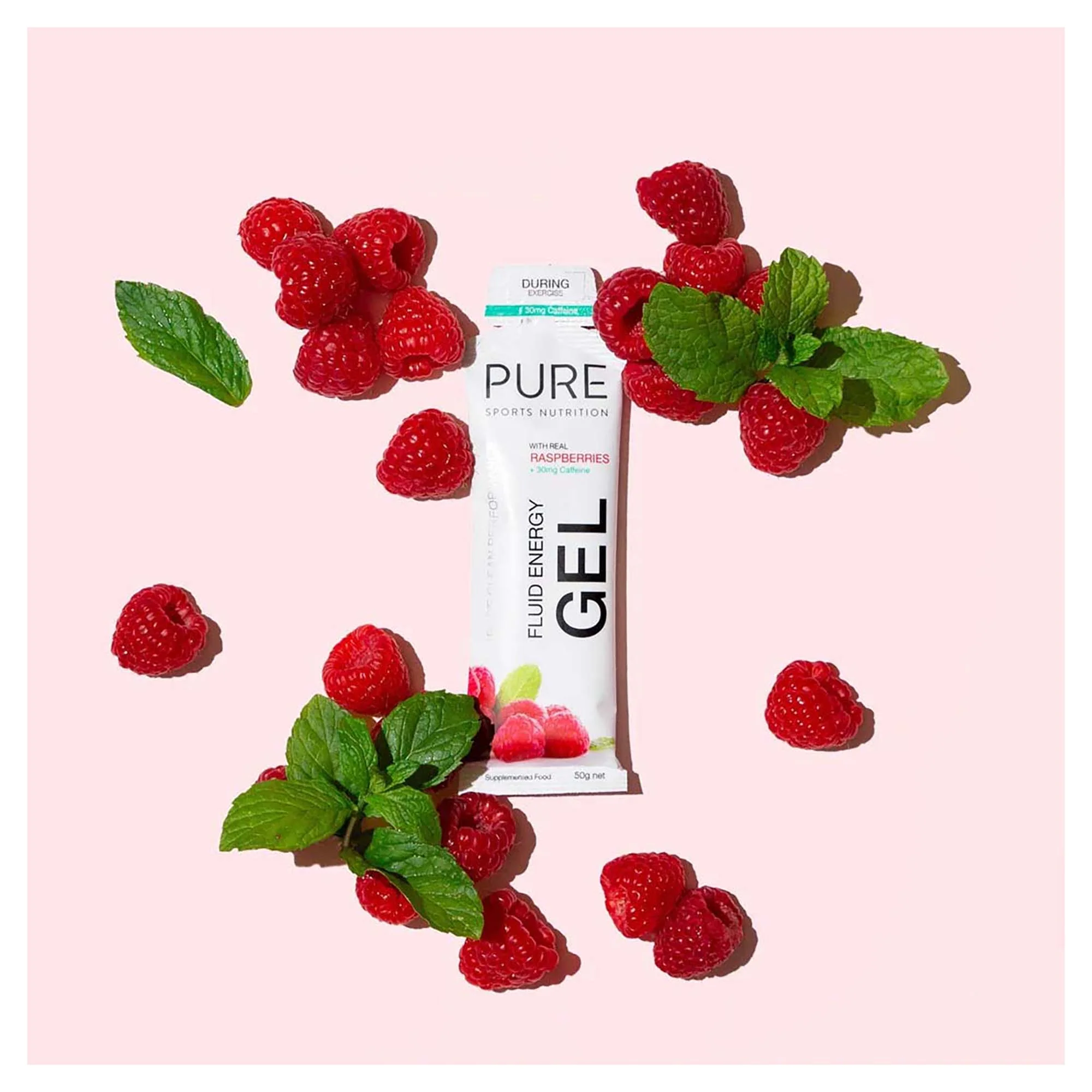 50g Raspberry & 30mg Caffeine Fluid Energy Gel - Image 2