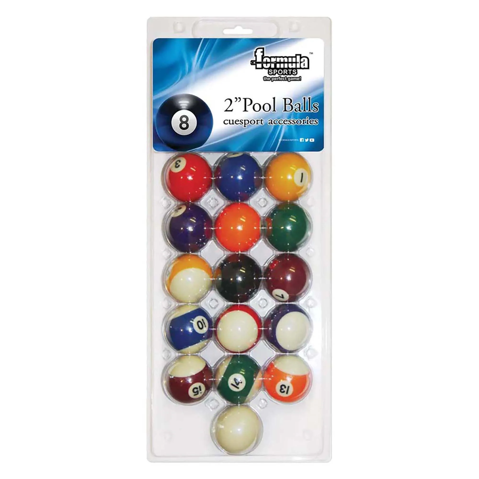 Standard 2 Inch Pool Balls Blister