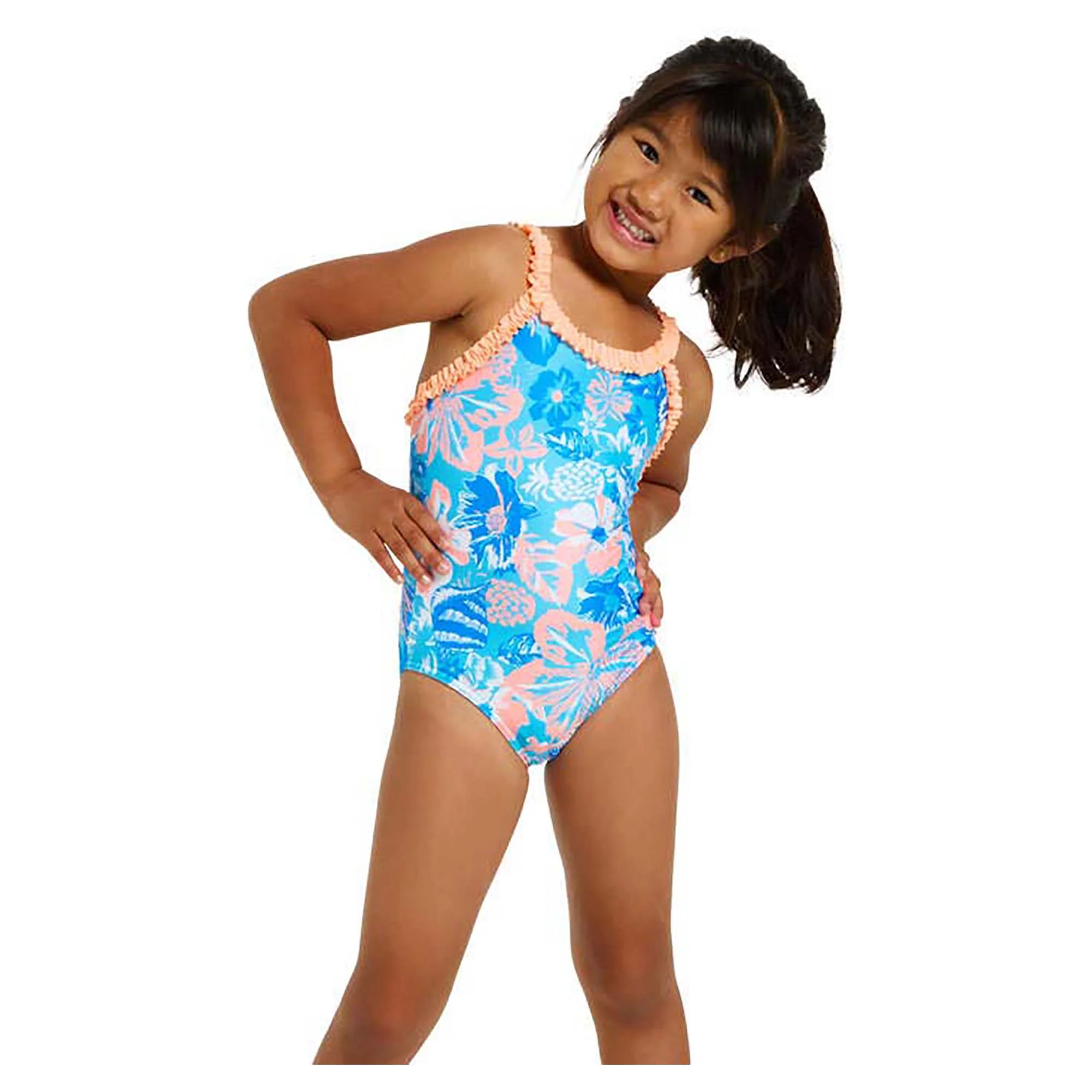 Girls Ruffle Crossback One Piece Swimsuit - Image 5